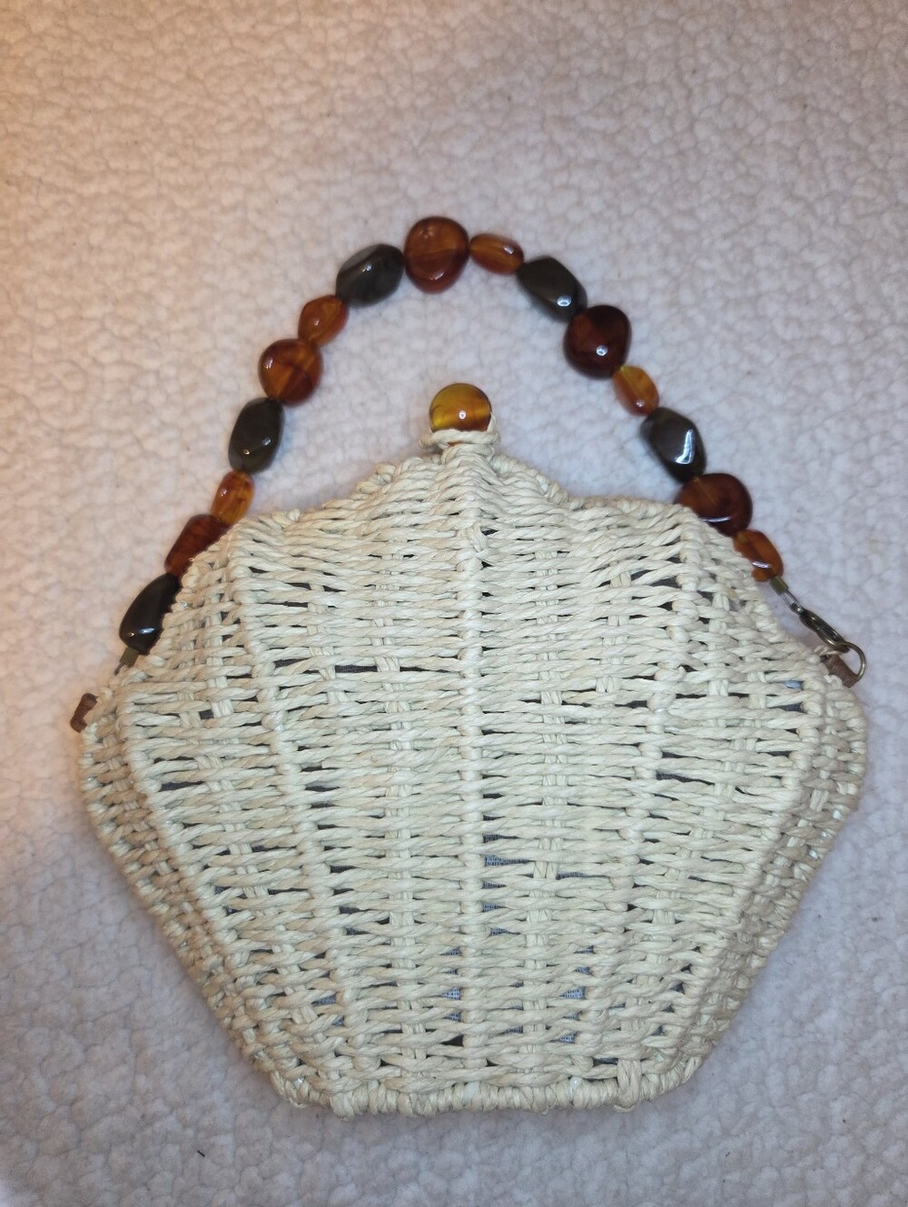 Sun N Sand Woven Straw Shell Handbag NWT